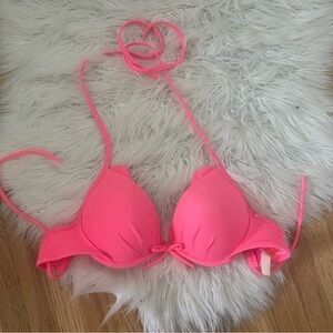 Victoria’s Secret Pink String Bikini Underwire Ruffle Swimsuit Top Size 32B
